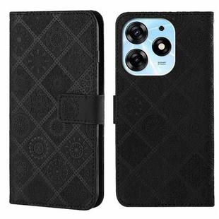 For Tecno Spark 10 Pro Ethnic Style Embossed Pattern Leather Phone Case(Black)