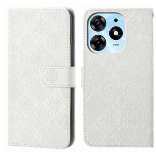 For Tecno Spark 10 Pro Ethnic Style Embossed Pattern Leather Phone Case(White)