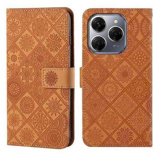 For Tecno Spark 20 Pro Ethnic Style Embossed Pattern Leather Phone Case(Brown)