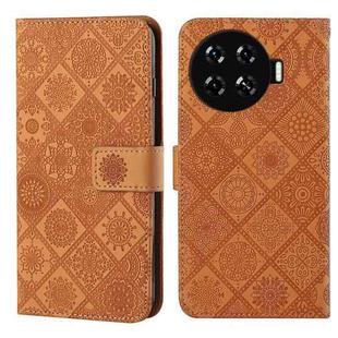 For Tecno Spark 20 Pro+ Ethnic Style Embossed Pattern Leather Phone Case(Brown)