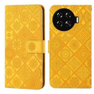 For Tecno Spark 20 Pro+ Ethnic Style Embossed Pattern Leather Phone Case(Yellow)