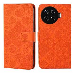 For Tecno Spark 20 Pro+ Ethnic Style Embossed Pattern Leather Phone Case(Orange)