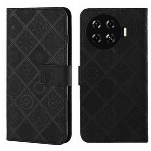 For Tecno Spark 20 Pro+ Ethnic Style Embossed Pattern Leather Phone Case(Black)