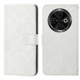 For Tecno Spark 30C Ethnic Style Embossed Pattern Leather Phone Case(White)