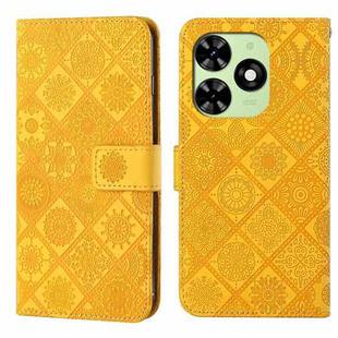 For Tecno Spark Go 2024 Ethnic Style Embossed Pattern Leather Phone Case(Yellow)