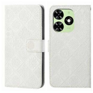 For Tecno Spark Go 2024 Ethnic Style Embossed Pattern Leather Phone Case(White)