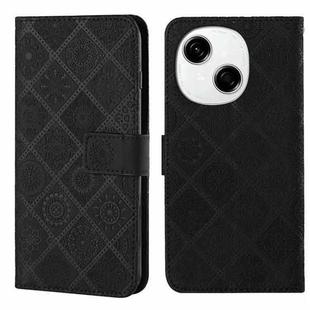 For Tecno Spark Go 1 Ethnic Style Embossed Pattern Leather Phone Case(Black)