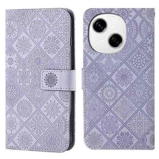 For Tecno Spark Go 1 Ethnic Style Embossed Pattern Leather Phone Case(Purple)