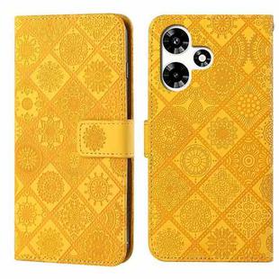 For Infinix Hot 30 4G Ethnic Style Embossed Pattern Leather Phone Case(Yellow)