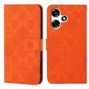 For Infinix Hot 30 4G Ethnic Style Embossed Pattern Leather Phone Case(Orange)