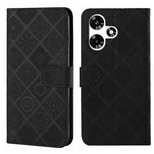 For Infinix Hot 30 4G Ethnic Style Embossed Pattern Leather Phone Case(Black)