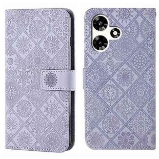 For Infinix Hot 30 4G Ethnic Style Embossed Pattern Leather Phone Case(Purple)