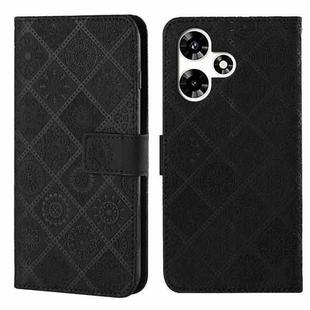 For Infinix Hot 30 Play NFC Ethnic Style Embossed Pattern Leather Phone Case(Black)