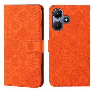 For Infinix Hot 30i Ethnic Style Embossed Pattern Leather Phone Case(Orange)