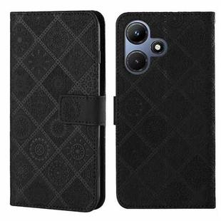 For Infinix Hot 30i Ethnic Style Embossed Pattern Leather Phone Case(Black)