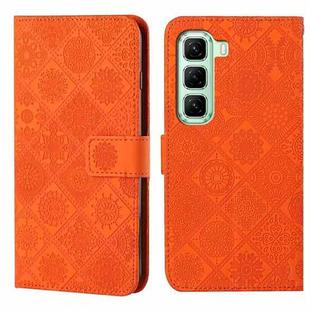 For Infinix Hot 50 4G Ethnic Style Embossed Pattern Leather Phone Case(Orange)