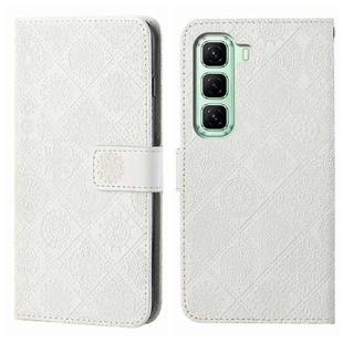 For Infinix Hot 50 4G Ethnic Style Embossed Pattern Leather Phone Case(White)