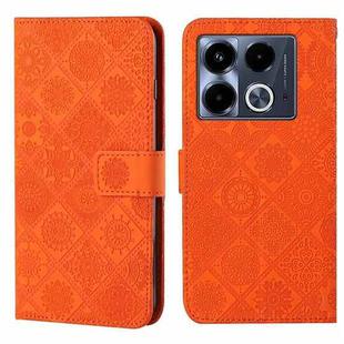 For Infinix Note 40 4G Ethnic Style Embossed Pattern Leather Phone Case(Orange)