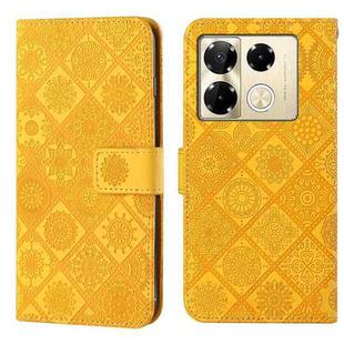 For Infinix Note 40 Pro Ethnic Style Embossed Pattern Leather Phone Case(Yellow)