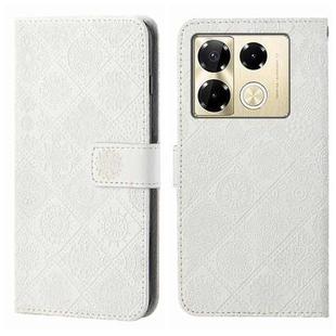 For Infinix Note 40 Pro Ethnic Style Embossed Pattern Leather Phone Case(White)