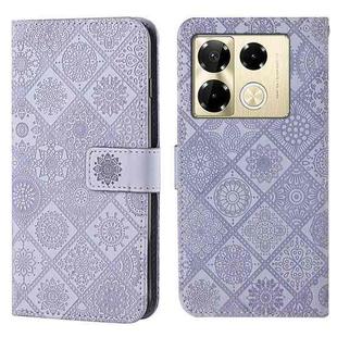 For Infinix Note 40 Pro Ethnic Style Embossed Pattern Leather Phone Case(Purple)