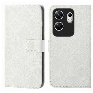 For Infinix Zero 30 4G Ethnic Style Embossed Pattern Leather Phone Case(White)