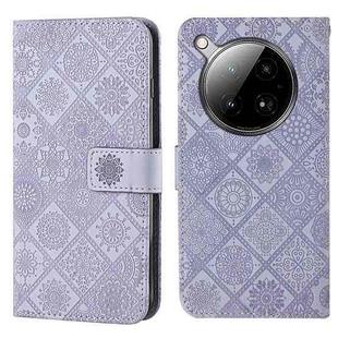 For Infinix Zero 40 4G Ethnic Style Embossed Pattern Leather Phone Case(Purple)