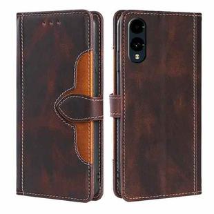 For Fujitsu Arrows We2 Skin Feel Magnetic Buckle Leather Phone Case(Brown)