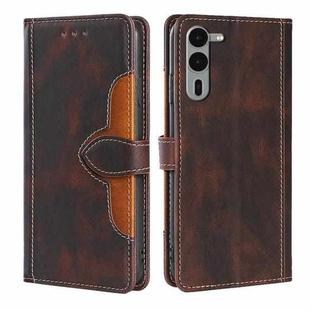 For Fujitsu Arrows We2 Plus Skin Feel Magnetic Buckle Leather Phone Case(Brown)