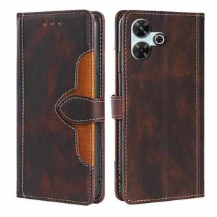 For Redmi 13 4G Skin Feel Magnetic Buckle Leather Phone Case(Brown)