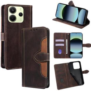 For Redmi Note 14 4G 163.25mm Skin Feel Magnetic Buckle Leather Phone Case(Brown)