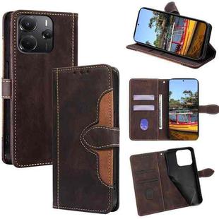 For Redmi Note 14 4G 164.84mm Skin Feel Magnetic Buckle Leather Phone Case(Brown)