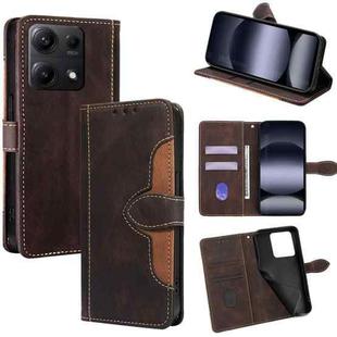 For Redmi Note 14S 4G Skin Feel Magnetic Buckle Leather Phone Case(Brown)
