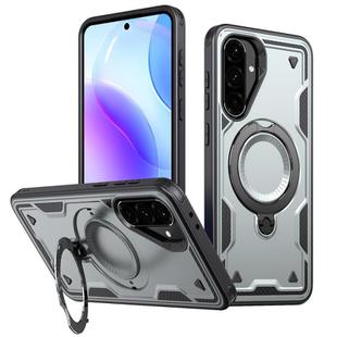 For Samsung Galaxy A56 5G PC Hybrid TPU Armor MagSafe Ring Holder Phone Case(Grey)