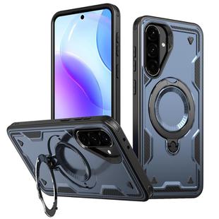 For Samsung Galaxy A56 5G PC Hybrid TPU Armor MagSafe Ring Holder Phone Case(Blue)