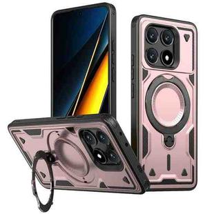 For Xiaomi Poco X6 Pro 5G PC Hybrid TPU Armor MagSafe Ring Holder Phone Case(Rose Gold)