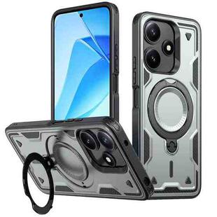 For Xiaomi Poco M6 Pro 5G PC Hybrid TPU Armor MagSafe Ring Holder Phone Case(Grey)
