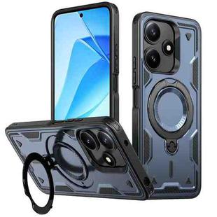 For Xiaomi Poco M6 Pro 5G PC Hybrid TPU Armor MagSafe Ring Holder Phone Case(Blue)