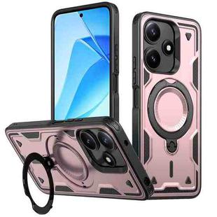 For Xiaomi Poco M6 Pro 5G PC Hybrid TPU Armor MagSafe Ring Holder Phone Case(Rose Gold)