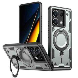 For Xiaomi Poco X6 PC Hybrid TPU Armor MagSafe Ring Holder Phone Case(Grey)