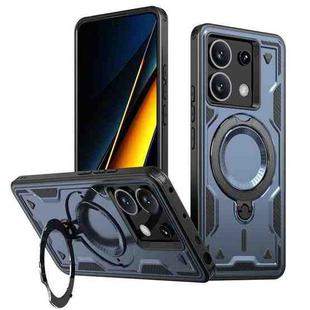 For Xiaomi Poco X6 PC Hybrid TPU Armor MagSafe Ring Holder Phone Case(Blue)
