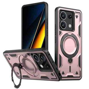 For Xiaomi Poco X6 PC Hybrid TPU Armor MagSafe Ring Holder Phone Case(Rose Gold)