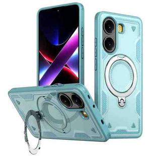 For Xiaomi Poco X7 Pro 5G PC Hybrid TPU Armor MagSafe Ring Holder Phone Case(Light Blue)