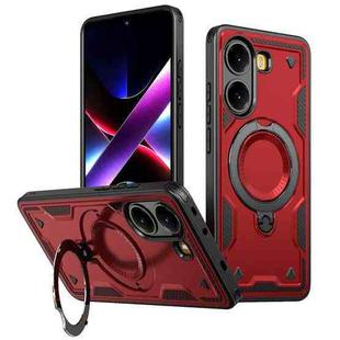 For Xiaomi Poco X7 Pro 5G PC Hybrid TPU Armor MagSafe Ring Holder Phone Case(Red)