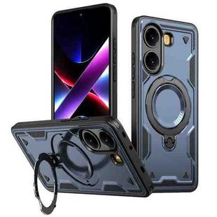 For Xiaomi Poco X7 Pro 5G PC Hybrid TPU Armor MagSafe Ring Holder Phone Case(Blue)