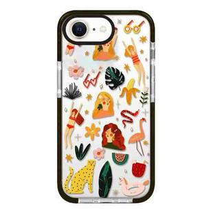 For iPhone 7 / 8 / SE 2020 2022 Simple Illustration Pattern Full Coverage Phone Case(Girl Stickers B)