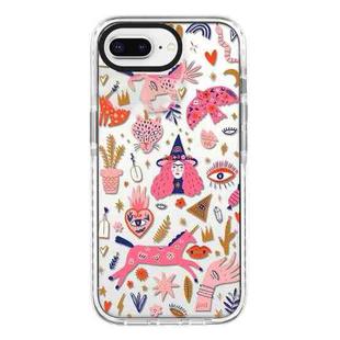 For iPhone 7 Plus / 8 Plus Simple Illustration Pattern Full Coverage Phone Case(Girl Stickers A)