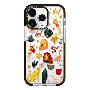 For iPhone 11 Pro Max Simple Illustration Pattern Full Coverage Phone Case(Girl Stickers B)
