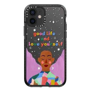 For iPhone 12 Simple Illustration Pattern Full Coverage Phone Case(Love Yourself B)