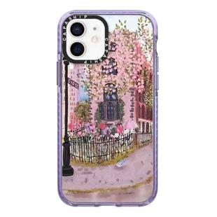 For iPhone 12 Simple Illustration Pattern Full Coverage Phone Case(Spring Scene A)